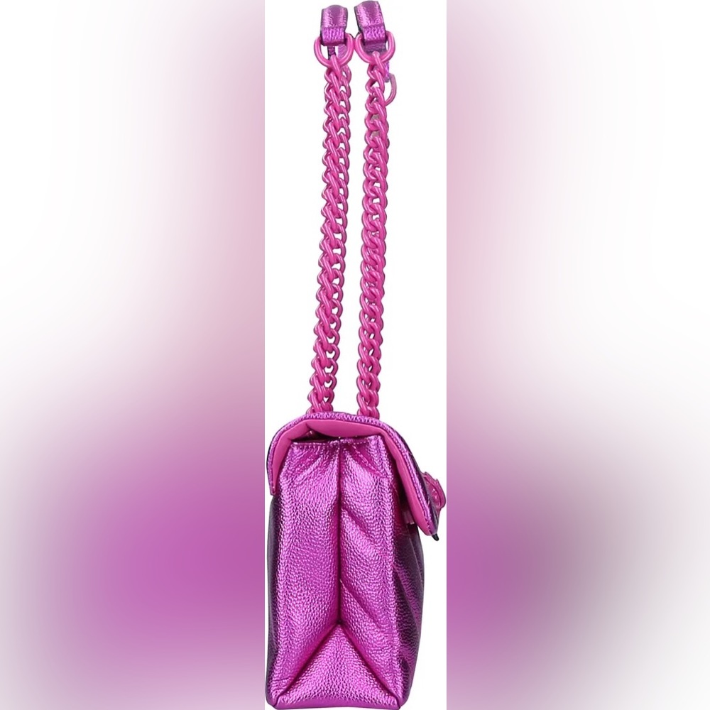 KURT GEIGER LONDON Kensington Drench Magenta Leather Shoulder Bag - Picture 8 of 9